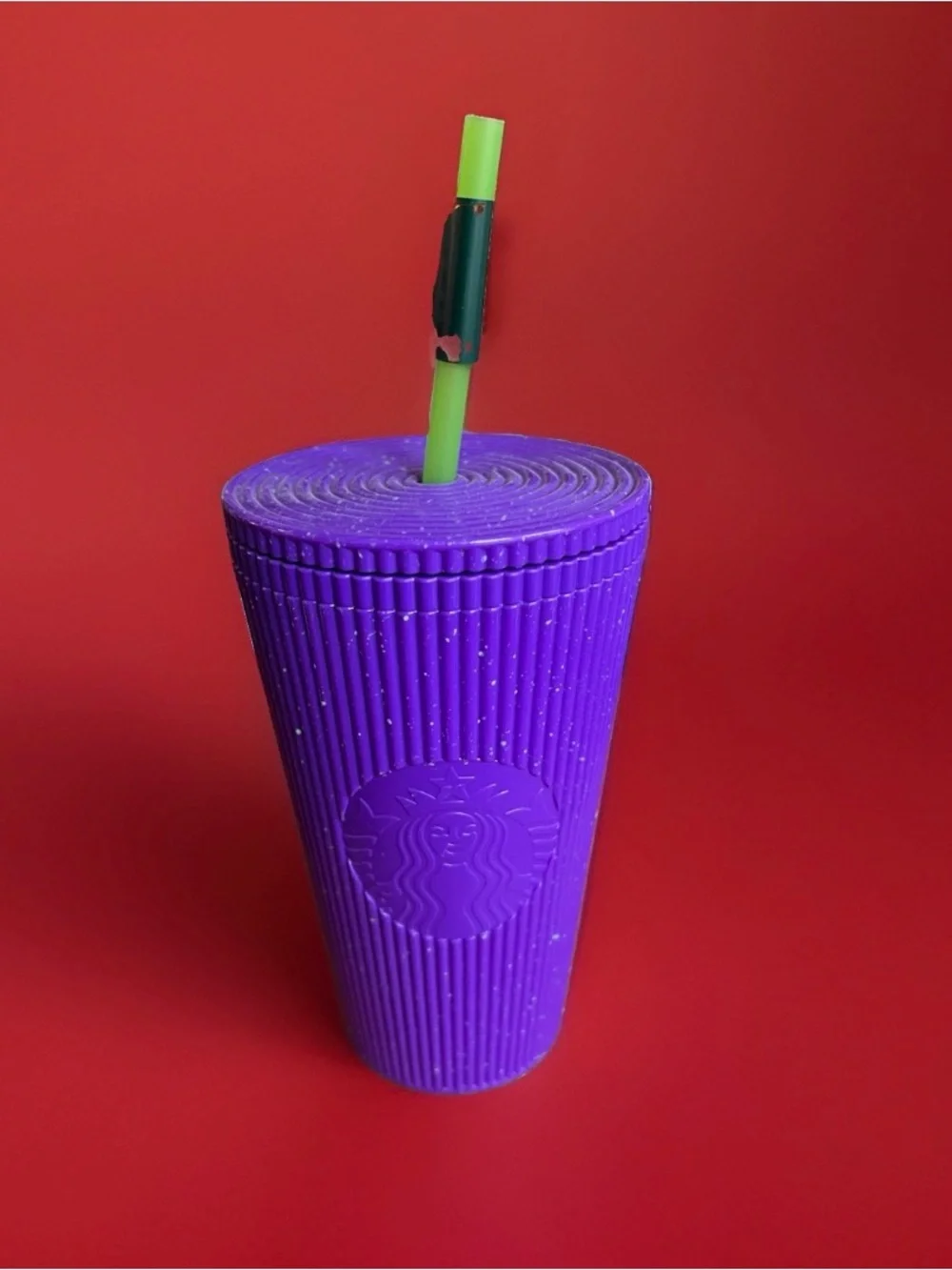 Starbucks 16 oz. “Purple Potion” Cup Tumbler with Green Straw Glow in the Dark